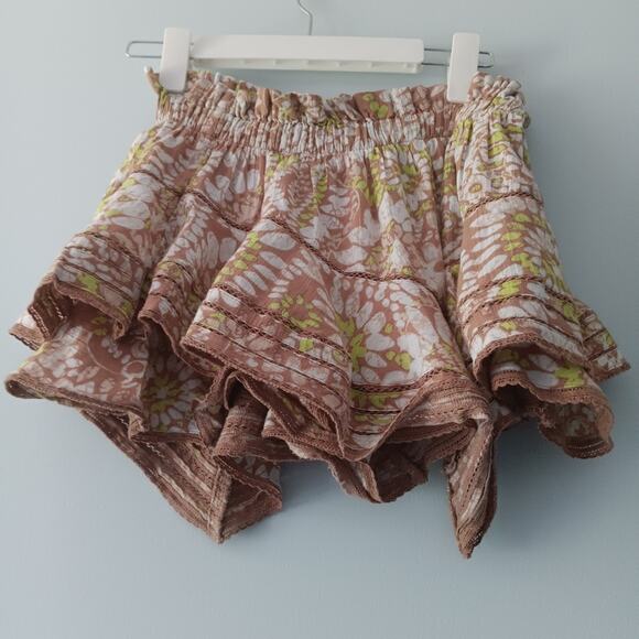 aerie Dresses & Skirts - Aerie Rock ‘N’ Ruffle Brown Floral Cotton Mini Skort Sz XS
